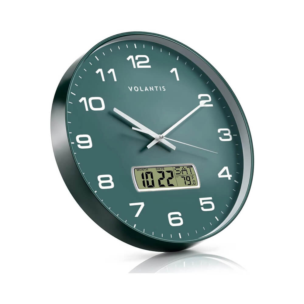 Volantis Non Ticking Silent Wall Clock with LCD Display